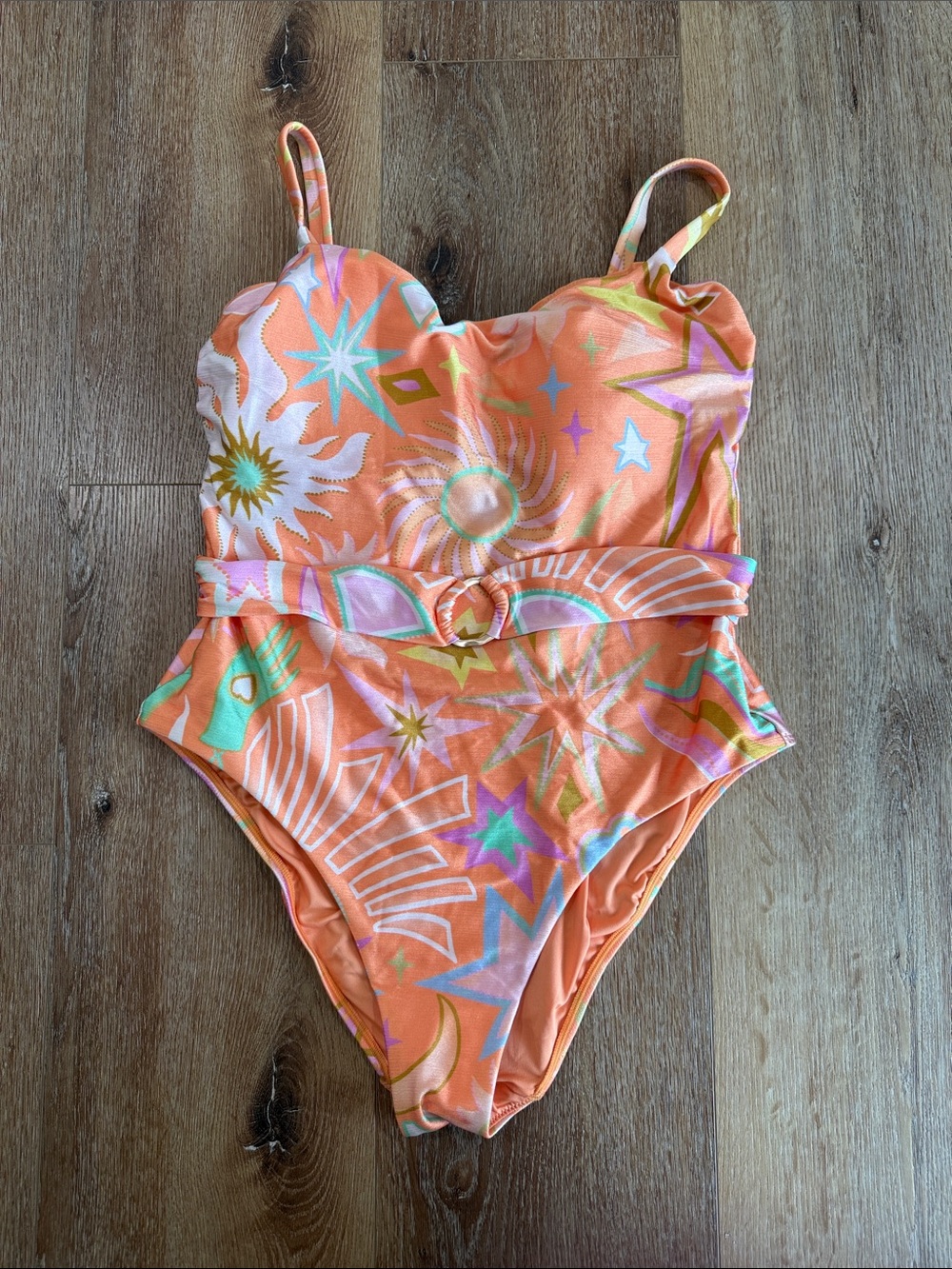 Never Fully Dressed Orange Multicolor Starburst One-Piece Swimsuit